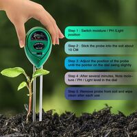 Bodentester-Kit, 3-in-1-Bodentester-Feuchtigkeitsmesser, Licht- und pH-Test-Säure, für Blumen / Gras / Pflanze / Garten / Bauernhof / Rasen (keine Batterie erforderlich)