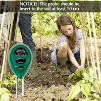 Bodentester-Kit, 3-in-1-Bodentester-Feuchtigkeitsmesser, Licht- und pH-Test-Säure, für Blumen / Gras / Pflanze / Garten / Bauernhof / Rasen (keine Batterie erforderlich)