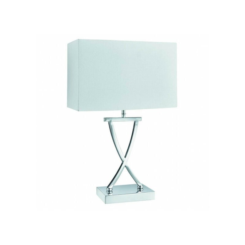 Lampe de bureau blanche style vintage métal chromé 46 cm