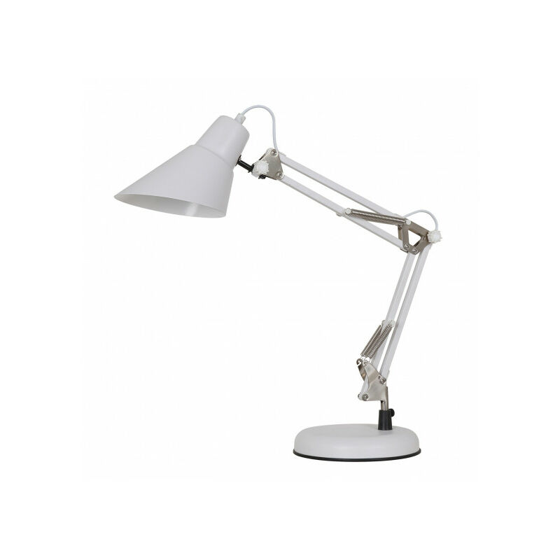 Lampe de bureau moderne blanche, Hester, avec interrupteur