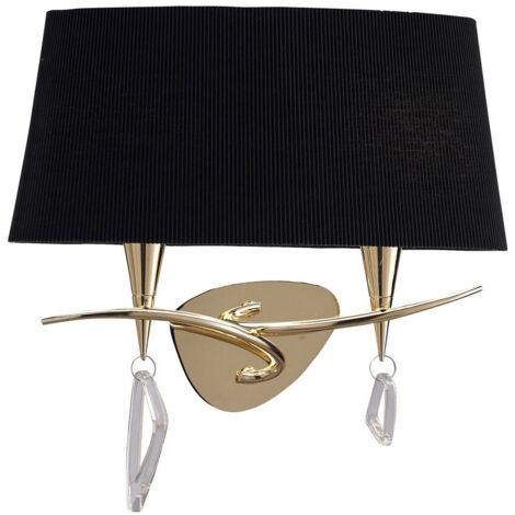 Set De 2 Abat-jour Navaris – Noir, Intérieur Doré – Douille E14