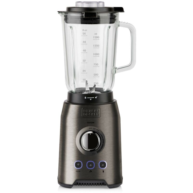 BLACK+DECKER BXJB1200E - Batidora de vaso 1200W con jarra cristal 1.5L