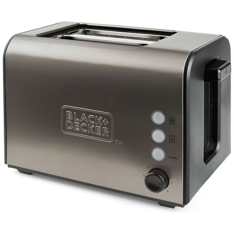 BLACK+DECKER BXTO900E - Tostadora de pan en acero inoxidable de 900W con 2 ranuras extra anchas