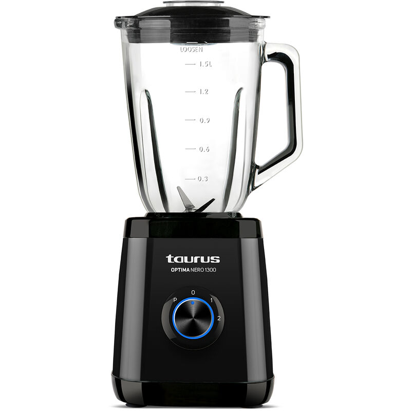 Batidora De Vaso taurus optima nero 1300w 2 velocidades pulse jarra cristal 15l. pica hielo. 1300