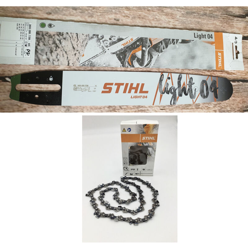 Guide chaine tronçonneuse Stihl 3/8 1,6mm Light 04, 35cm 30030007709 + 1x STIHL  Chaine