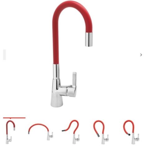 Mitigeur de cuisine avec douchette flexible – Bec en laiton rouge – Hauteur sous bec 25 cm – Mousseur Neoperl pour jet optimal – Fala (1/4)
