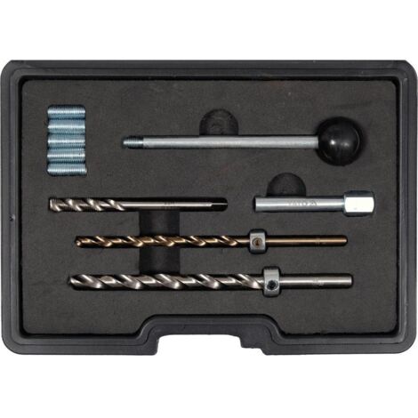 Yato – Coffret de réparation filetage injecteur carburant – 10 pièces M6/M8 – Forets avec butée – Mallette de transport incluse