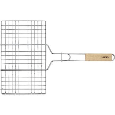 Tragbarer Grillrost mit Holzgriff, 33 x 20 cm, verchromt (1/3)