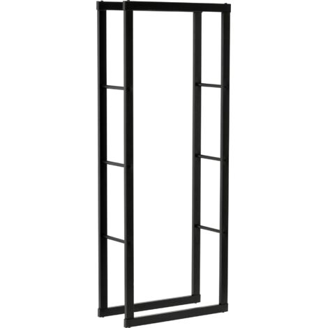 Kaminholzregal 60x25x150 cm, pulverbeschichteter Stahl, schwarz (1/3)