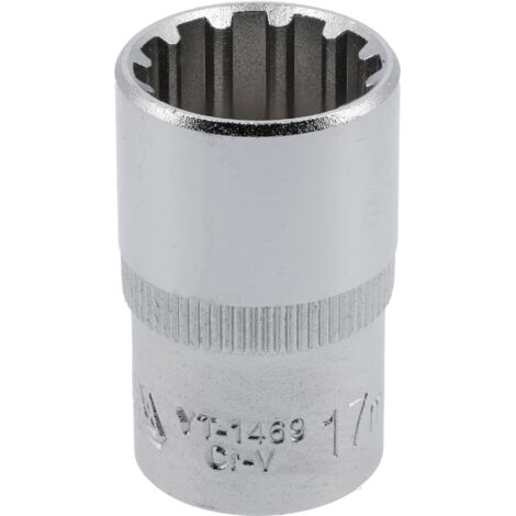Spline-Stecknuss 1/2" x 17 mm x 38 mm CRV