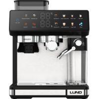 Machine à café à grain 1350W – Avec mousseur et broyeur – 9 programmes automatiques – Compatible avec café moulu et capsules – Lund