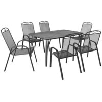 Gartenmöbelset aus Aluminium 6 Stühle und Tisch, stapelbar, wetterfest