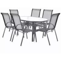 Gartenmöbel-Set für 6 Personen mit Glastisch – Modernes Design