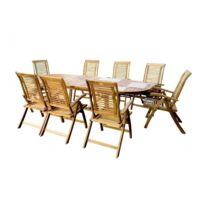 Gartenmöbelset aus Akazienholz – 8 verstellbare Stühle & Tisch