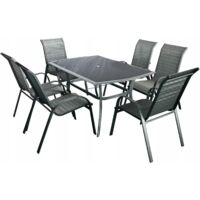 Gartenmöbelset mit 6 Klappstühlen und Tisch aus Aluminium