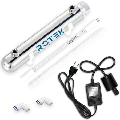 1 GPM 12W Esterilizador ultravioleta UV desinfección agua de acero inoxidable 304 ROTEK