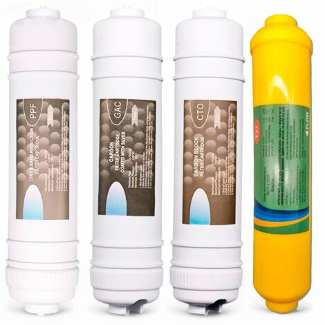 Kit de Mantenimiento Anual Osmosis Inversa Universal  4 Filtros en Línea  Remineralizador