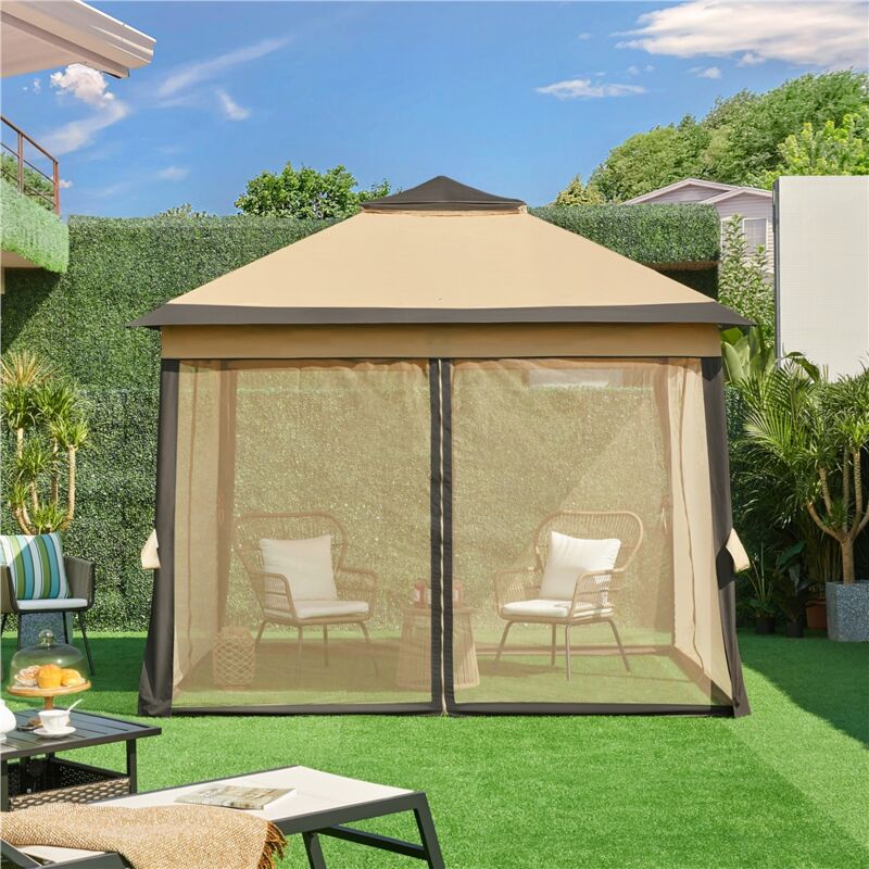 Cenador De Jardín 3x6m Impermeable Con 4 Paneles - Ideal Para Fiestas, Mercadillos Y Camping (Verde)