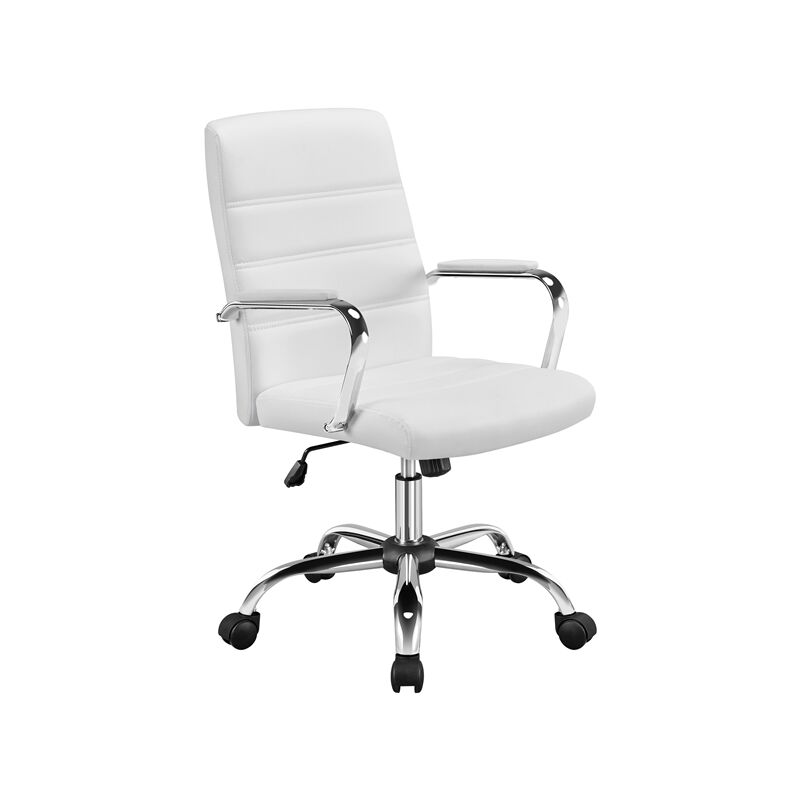  Sillas de escritorio con reposabrazos, silla de oficina de piel  sintética, ergonómica, espalda media, ajustable, silla ejecutiva para  computadora doméstica con ruedas, giratoria de 360° : Productos de Oficina