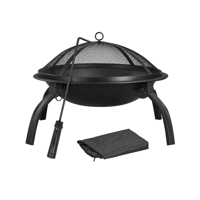 Yaheetech Plegable Brasero Exterior para Jardín Estufas de Leña Terraza Chimenea Portátil con Póquer 54 x 38,5 cm