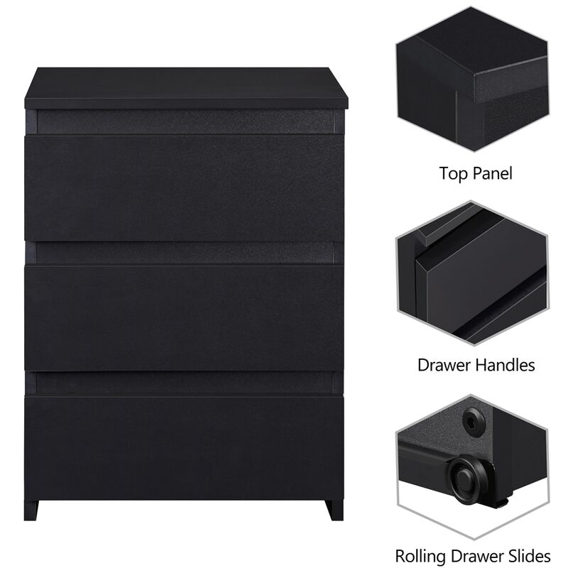 2pcs Mesitas De Noche Moderno Con 3 Cajones Negro 45x35x60,5cm con Ofertas  en Carrefour