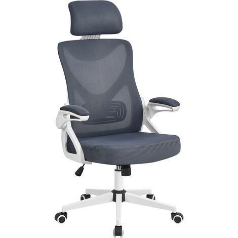 Yaheetech Silla de Oficina Ergonomica Silla Reposabrazo Ajustable Silla Oficina Trabajo con Reposacabeza Silla Giratoria Blanco Negro