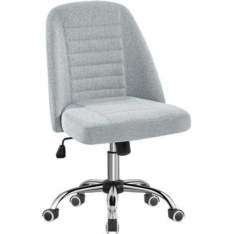 Homevive Silla de Oficina Silla de Escritorio Silla Giratoria de Cuero PU Silla Ergonómica Silla Sin Reposabrazo Silla con Ruedas Capacidad 136 KG Gris