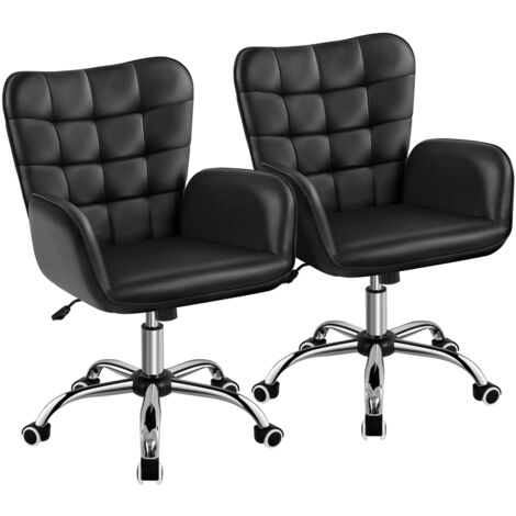 Homevive Silla de Oficina Ergonómica Reclinable con Ruedas Giratorias de 360° Silla de Ordenador Ajustable con Asiento Acolchado Silla de Escritorio con Función de Balanceo Carga 136 KG Negro