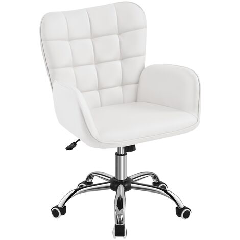 Yaheetech Silla de Oficina Silla Escritorio Silla para Hogar Oficina Silla con Repobrazos Ruedas Silla Despacho Silla con Ruedas Silla Ergonomica Capacidad 136 KG Blanco
