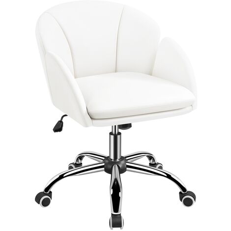 Homevive Silla de Oficina Silla de Ruedas Silla Altura Ajusteble MAX Carga 136 KG Silla de Despacho Estudio Blanco Silla Piel Sintética