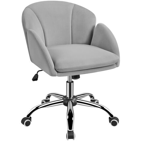 Homevive Silla de Oficina Silla de Terciopelo con Ruedas Silla Altura Ajusteble MAX Carga 136 KG Silla de Despacho Estudio Gris Claro