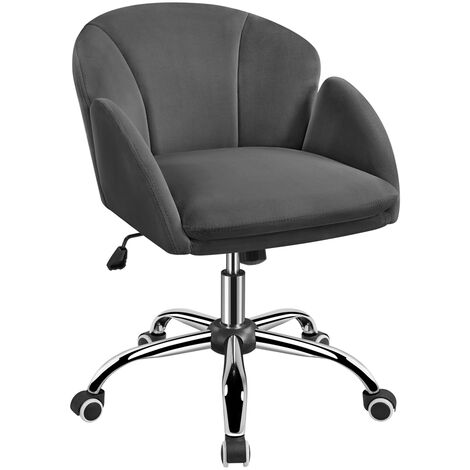 Homevive Silla de Oficina Silla de Terciopelo Silla de Trabajo Silla Alchoado de Terciopelo con Ruedas Silla Hogar Oficina MAX Capacidad 136 KG Color Gris Oscuro