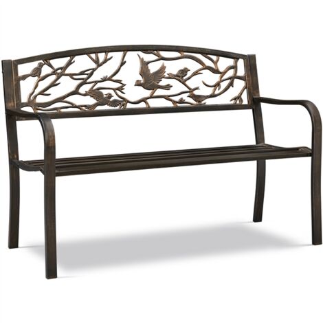 Homevive Banco de Jardín de 2-3 Plazas Diseño Parque Clásico Patio Terraza Exterior Asiento Estable 127x52x86 cm Bronce