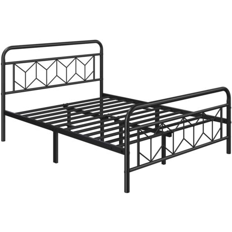 Homevive Marco de Cama Doble Matrimonial Adecuado para Colchón de 140x200 cm Estructura Metálica de Cama con Espacio Almacenamiento Estilo Moderno Industrial Negro (1/5)