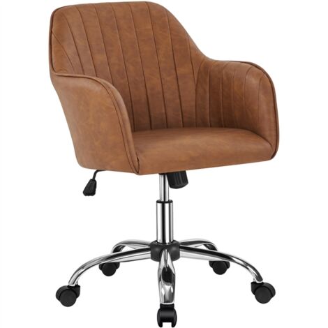 Homevive Silla de Oficina Altura Ajustable Silla Ergonomica de Escritorio Silla Cuero PU Carga MAX 136 KG Marrón