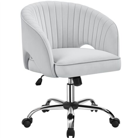 Homevive Silla de Oficina Silla Terciopelo Silla con Rudas Sillon para Trabajo Silla Altura Ajustable Tapizada de Terciopelo Silla Gris Claro