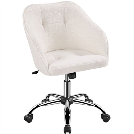 Homevive Silla de Oficina Giratoria de 360° con Altura de Asiento Ajustable Silla Terciopelo Carga 136 KG Color Blanco