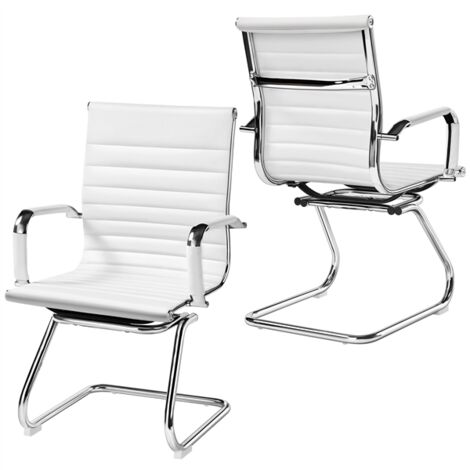 Homevive Pack de 2 Unidades Silla de Oficina Silla Blanca Silla de Recepción Silla para Conferencia Sala de Estar Silla de Trabajo 2 Unidades