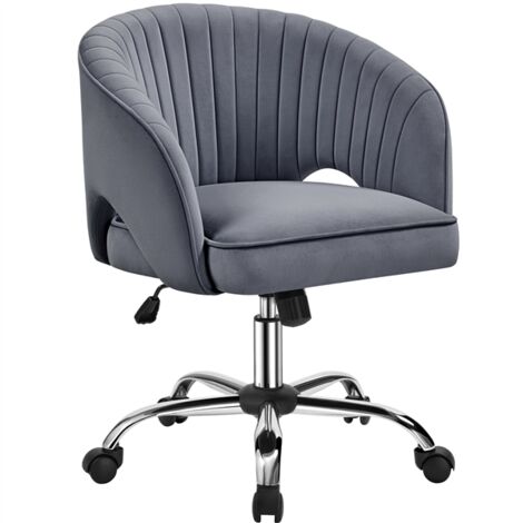 Homevive Silla de Oficina Silla Terciopelo Silla con Rudas Sillon para Trabajo Silla Altura Ajustable Tapizada de Terciopelo Gris Oscuro