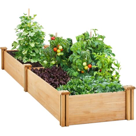 Homevive Cama Elevada de Jardín de Madera Maciza Jardinera Exterior para Flores/Verduras/Plantas Marrón Claro