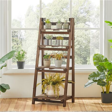 Homevive Estantería de Escalera 4 Niveles Flores Plegable de Madera Plantas Macetas Multiuso 45 × 35,7 × 108 cm