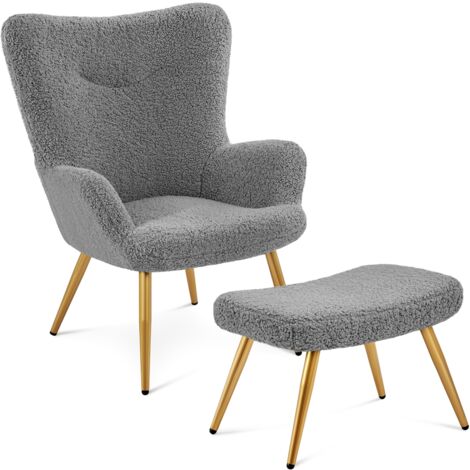 Homevive Silla Relax Sillon con Reposapies Sillon Relax Butaca Salon Silla para Dormitorio Sillón Tapizada Color Gris