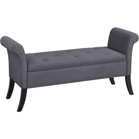 Homevive Banco con Almacenamiento Taburete Almacenaje Banco con Pata Madera Capacidad de Carga 300 KG para Dormitorio Pasillo Gris Oscuro