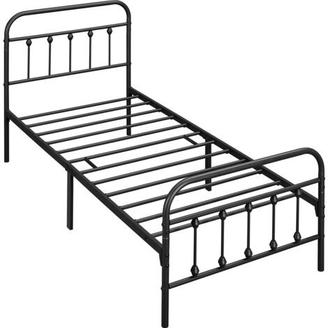 Homevive Cama Individual con Marco de Metal, Estructura de Hierro para Colchón Sencillo, Negra, 90 X200cm (1/5)