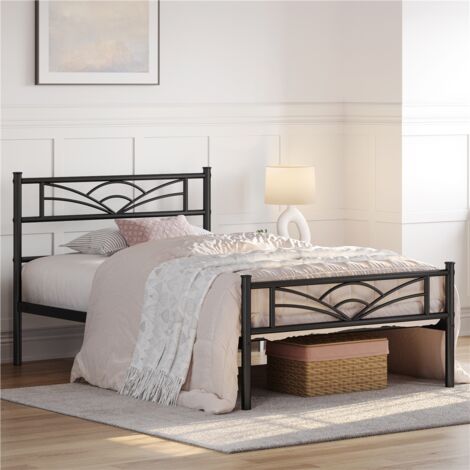 Homevive Cama Individual con Espacio Bajo Marco Metal Altura 32 cm Cama Individual con Cabecera para Colchón de 90 x 200 cm Blanco