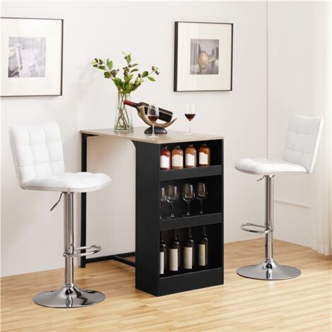 Yaheetech Juego de 2 Taburete de Bar Taburete de Altura Ajustable 92,5-113 cm Taburete Industrial Metal Silla de Cocina Tasburete Alto para Cocina Bar Comedor Blanco