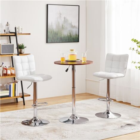 Yaheetech Juego de 2 Taburete de Bar Taburete de Altura Ajustable 92,5-113 cm Taburete Industrial Metal Silla de Cocina Tasburete Alto para Cocina Bar Comedor Blanco