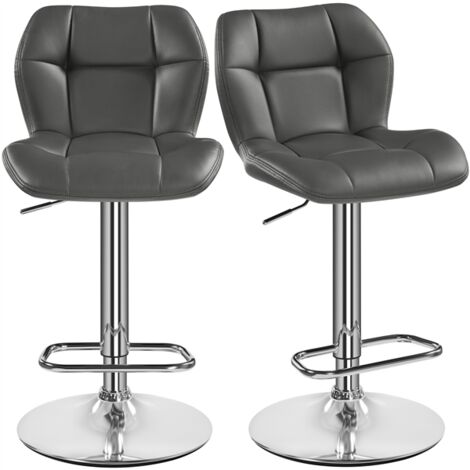 Homevive Juego de 2 Taburete de Bar Taburete de Altura Ajustable 89-111 cm Taburete Industrial Metal Silla de Cocina Tasburete Alto para Cocina Bar Comedor Gris
