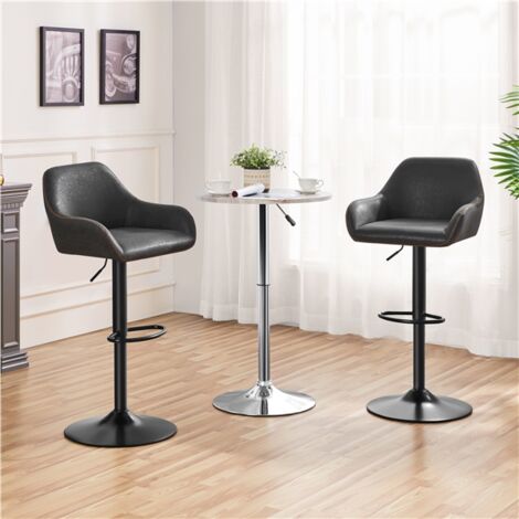 Yaheetech Pack de Taburete de Bar Taburete Altura Ajustable Capacidad de Carga 136 KG Taburete con Reposapiés 2 Unidades/Negro