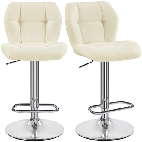 Homevive Juego de 2 Taburete de Bar Taburete de Altura Ajustable 89-111 cm Taburete Industrial Metal Silla de Cocina Tasburete Alto para Cocina Bar Comedor Beige